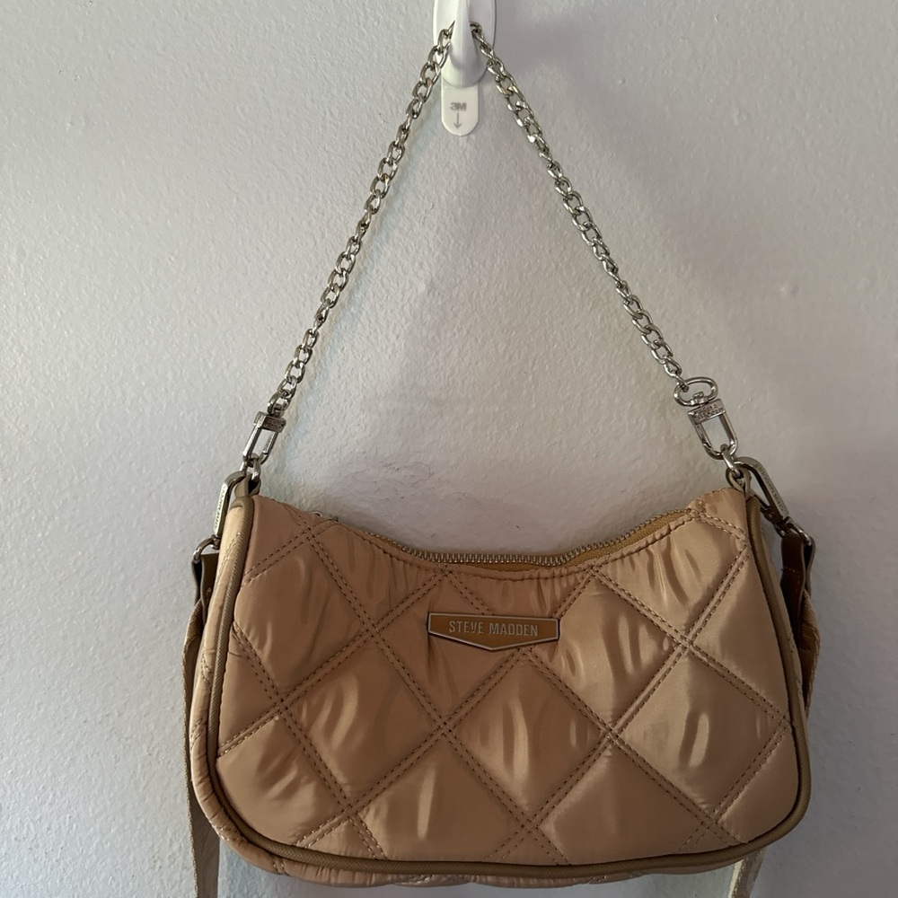 Steve Madden Beige Quilted Shoulder Bag